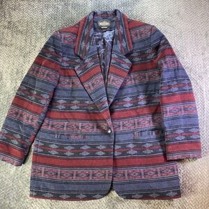 BRAETAN Southwestern Geometric Print Blazer Jacket Women Size L